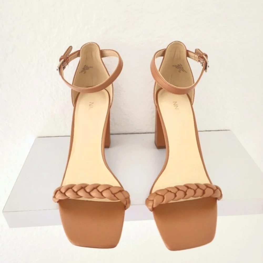 NINE WEST Women's Allha3 Braided Double Band Heel Sandals NIB. Size 8.5M - Picture 2 of 6